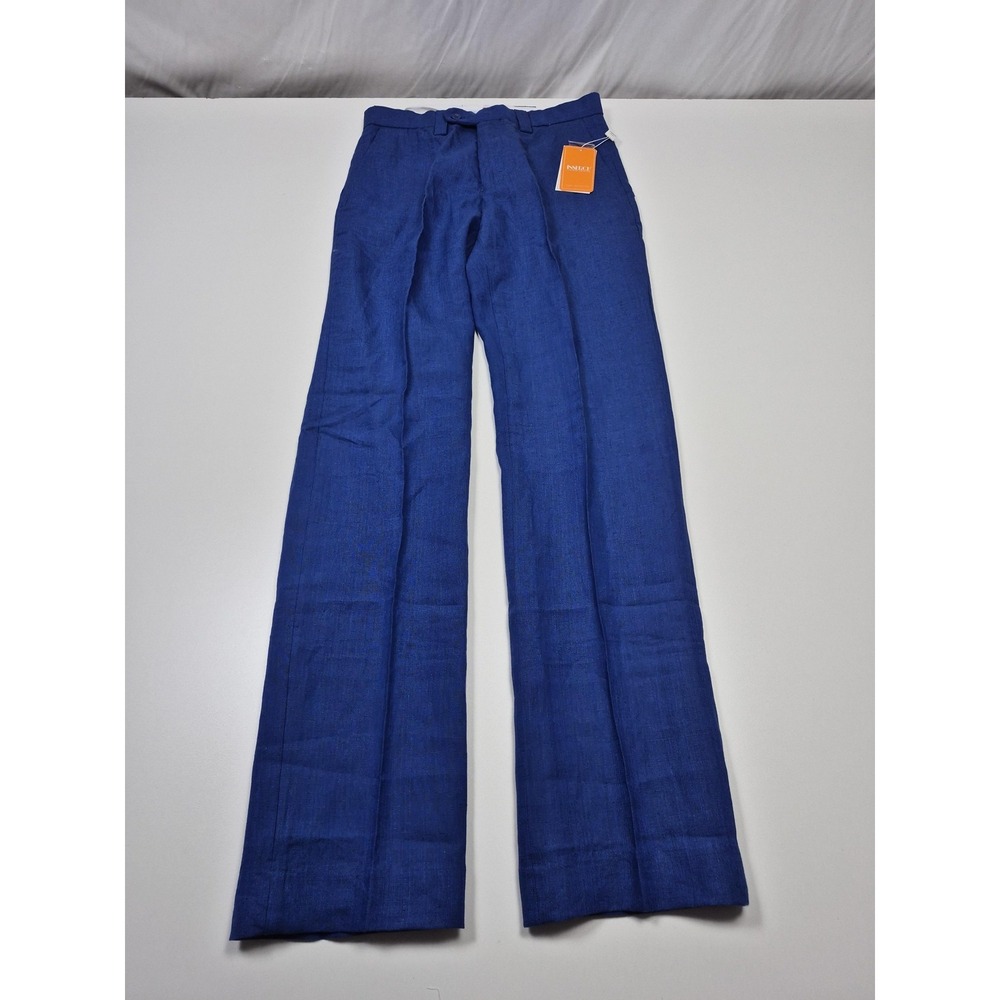Inserch Dress Pants Mens 30x34 Blue Linen Flat Front Lined NWT Casual Summer